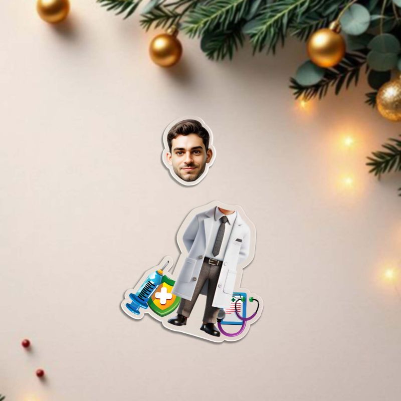 Personalized Doctor Rotating Tabletop with Solar Powered Customized with Funny Face Caricature Birthday Gift for Doctor Idol for Doctor Clinic Desk Table Decor & Car Dashboard